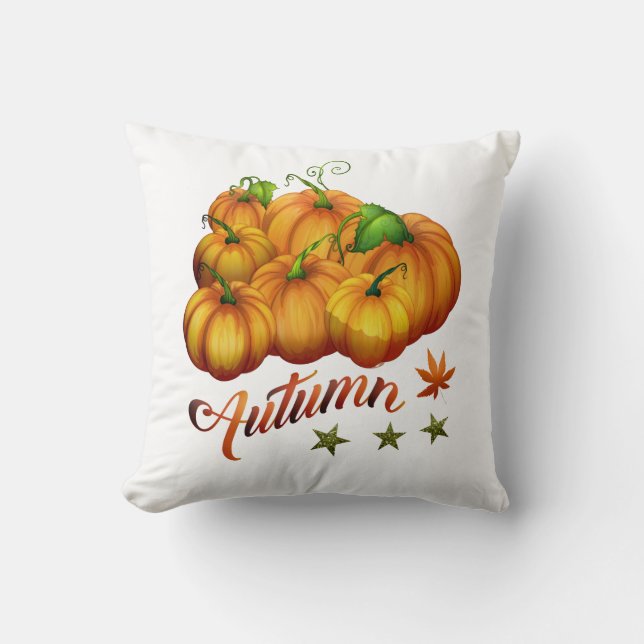 Autumn Fall Pumpkins  Throw Pillow (Front)