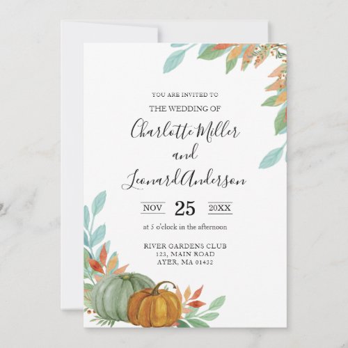 Autumn Fall Pumpkins Wedding invitation