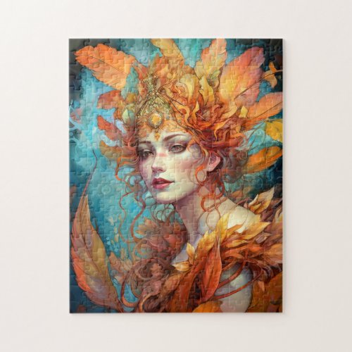 Autumn Fall Queen Goddess Fantasy Art Jigsaw Puzzle