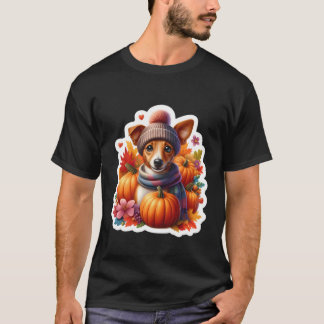 Autumn Fall Rat Terrier Dog Owner Lover Pumpkin Vi T-Shirt