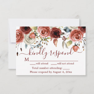 Autumn Fall Rust Floral Wedding Thank You Card