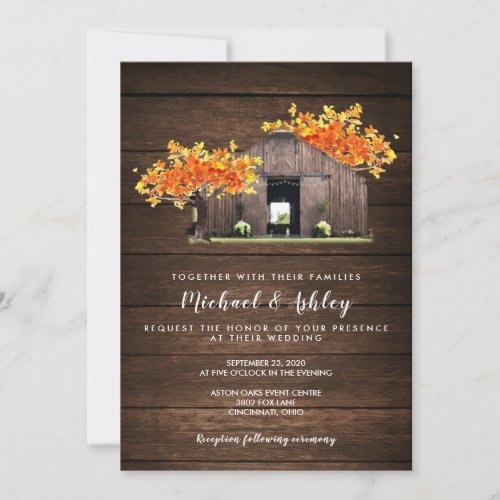Autumn Fall Rustic Barn Wedding Invitation
