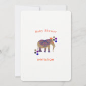 Autumn Fall Rustic Color Cute Elephant Baby Shower Invitation (Back)