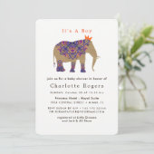 Autumn Fall Rustic Color Cute Elephant Baby Shower Invitation (Standing Front)