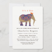 Autumn Fall Rustic Color Cute Elephant Baby Shower Invitation (Front)