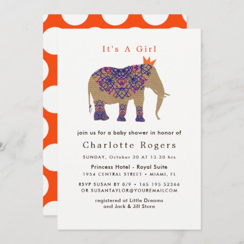 Autumn Fall Rustic Color Cute Elephant Baby Shower Invitation