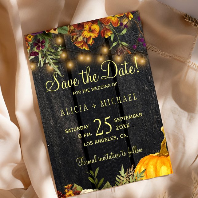 Autumn fall rustic country wood wedding save the date (Creator Uploaded)