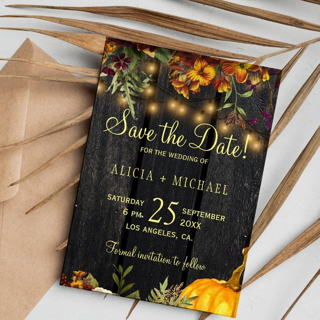 Autumn fall rustic country wood wedding save the date (Creator Uploaded)