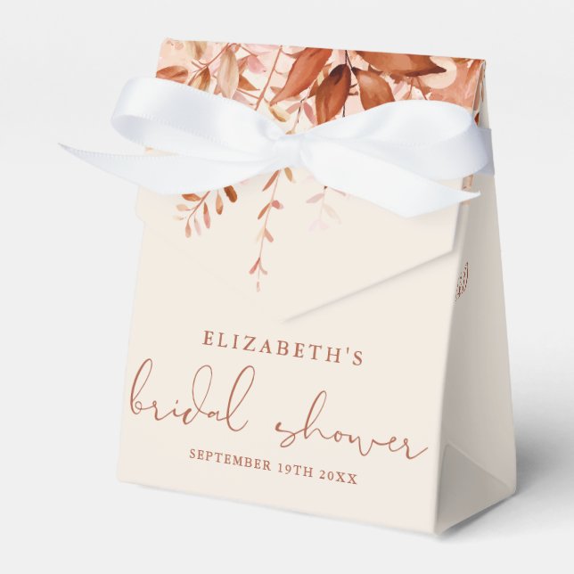 Autumn Fall Rustic Floral Bridal Shower Favor Boxes (Front Side)