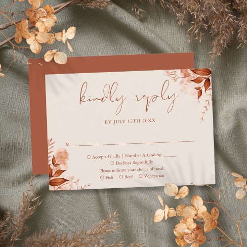Autumn Fall Rustic Floral Elegant Wedding RSVP Card
