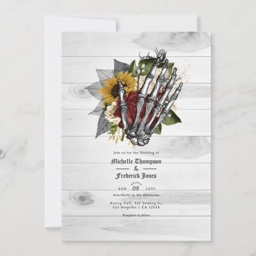 Autumn Fall Rustic Floral Gothic Wedding Invitation