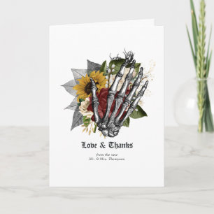 Autumn Fall Rustic Floral Gothic Wedding Letterpress Thank You Card