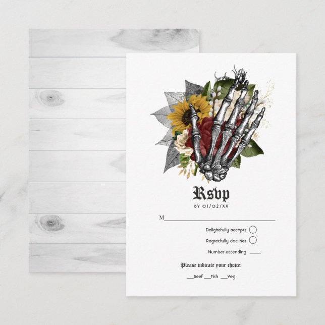 Autumn Fall Rustic Floral Gothic Wedding RSVP Card (Front/Back)
