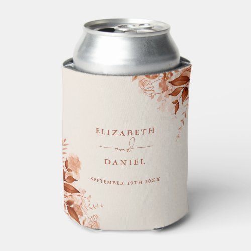 Autumn Fall Rustic Floral Wedding Can Cooler