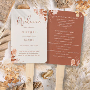 Autumn Fall Rustic Floral Wedding Program Hand Fan