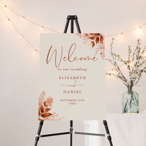 Autumn Fall Rustic Floral Wedding Welcome Sign