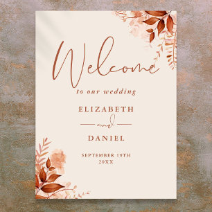 Autumn Fall Rustic Floral Wedding Welcome Sign