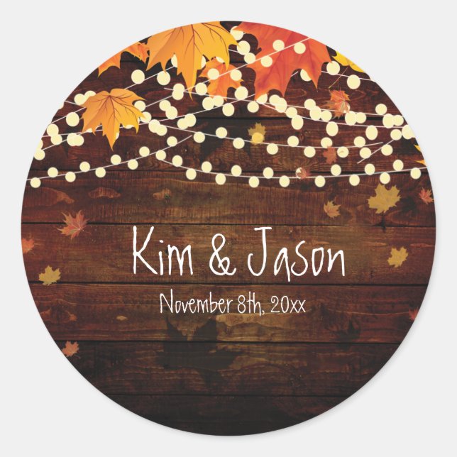 Autumn Fall Rustic Lights Country Favor Stickers (Front)