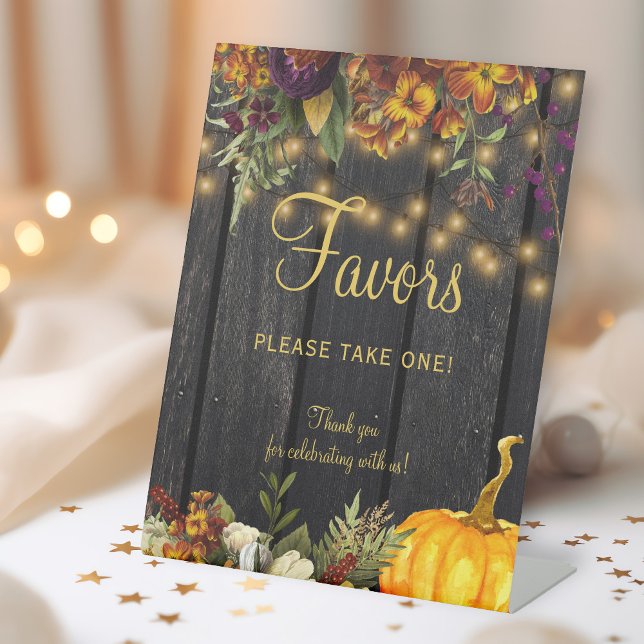 Autumn fall rustic wood wedding favors sign (Creator Uploaded)