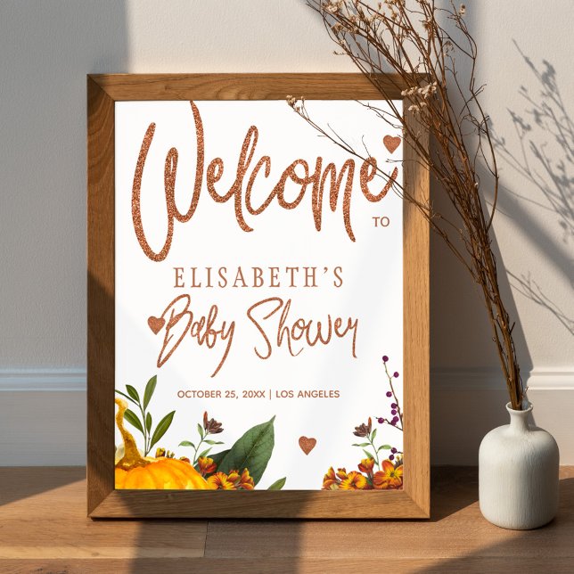Autumn fall rusty floral baby shower welcome sign (Creator Uploaded)