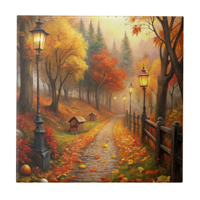 Autumn Fall Scene Ceramic Tile (Front)
