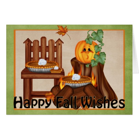 Autumn Fall Scene Happy Fall Wishes Greeting Card (Front Horizontal)