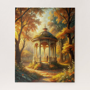 Autumn Fall Scene With Gazebo Jigsaw Puzzle
