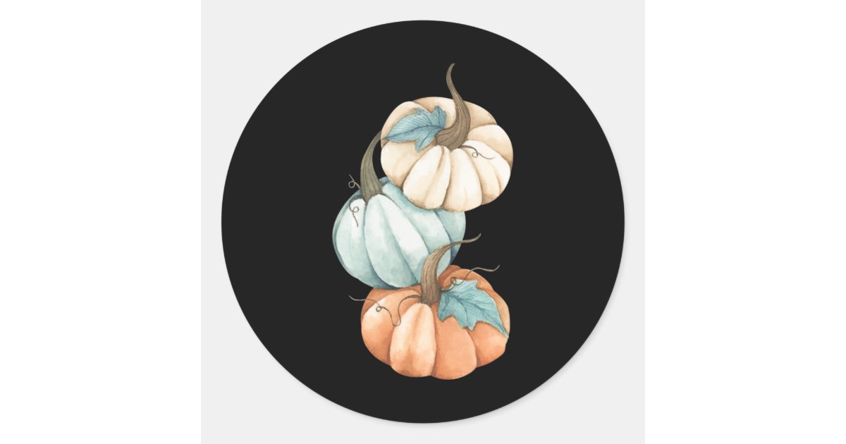 Autumn Fall Season Cute Colored Pastel Pumpkin Classic Round Sticker ...