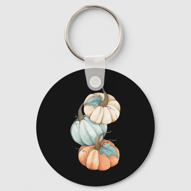 Autumn Fall Season Cute Colored Pastel Pumpkin  Keychain (Front)