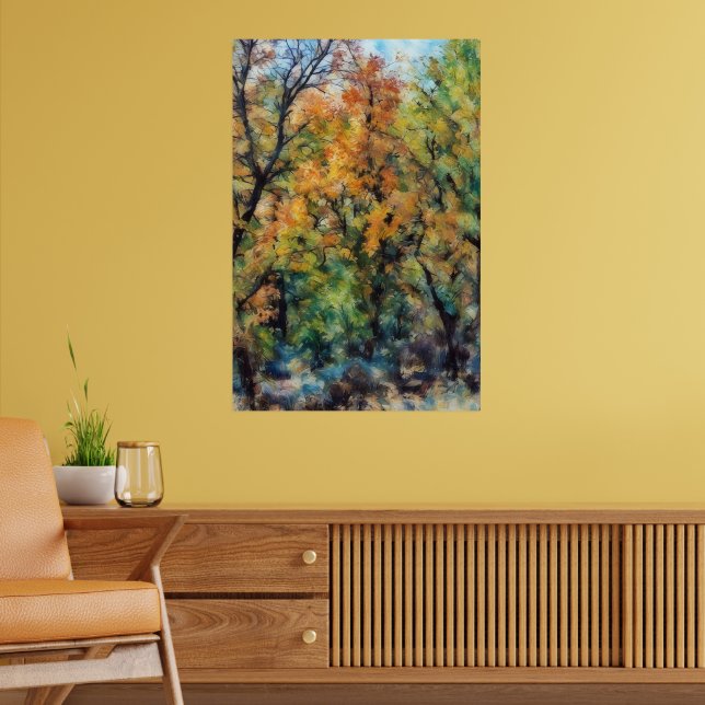 Autumn Fall Season Oak Tree Abstract Art Poster (Living Room 2)