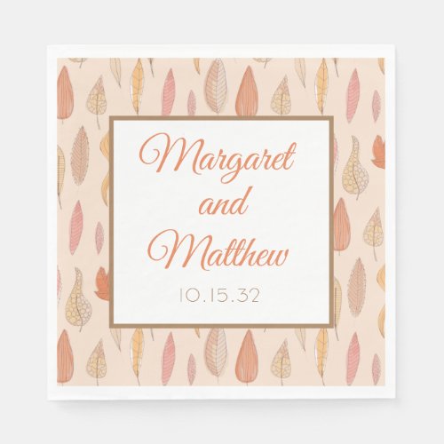 Autumn Fall Season Personalized Wedding Napkins