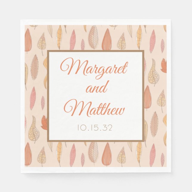 Autumn Fall Season Personalized Wedding Napkins (Front)