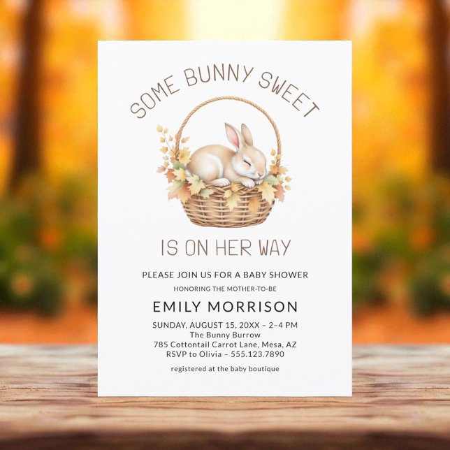 Autumn Fall Some Bunny Sweet Girl Baby Shower Invitation (Creator Uploaded)