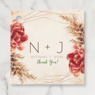Autumn Fall Spice Floral Watercolor Wedding Favor Tags