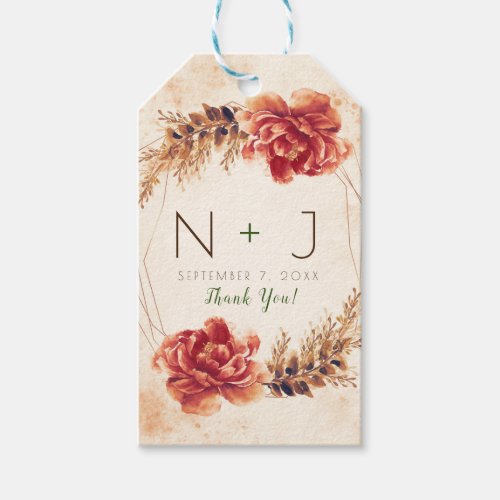 Autumn Fall Spice Floral Watercolor Wedding Gift Tags