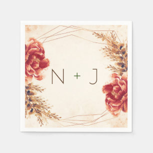 Autumn Fall Spice Floral Watercolor Wedding Napkins