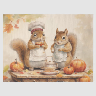 Autumn Fall Squirrels With Pumpkins Tissue Paper