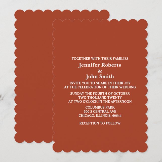 Autumn Fall Terracotta Earth Burnt Orange Wedding Invitation (Front/Back)