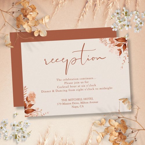 Autumn Fall Terracotta Rustic Wedding Reception Enclosure Card