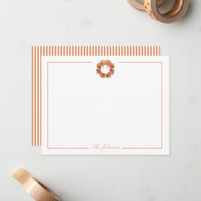 Autumn Fall Thanksgiving Personalized Stationery Note Card (Front/Back In Situ)