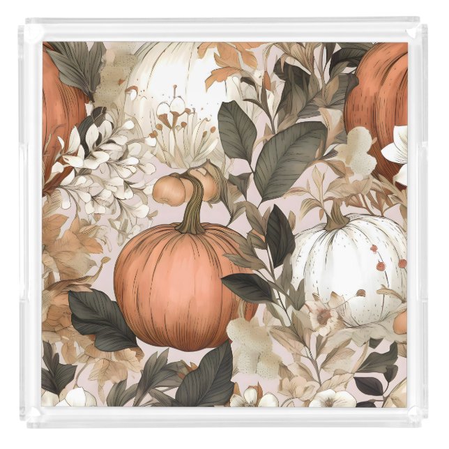 Autumn / Fall Thanksgiving pumpkins Acrylic Tray (Front)