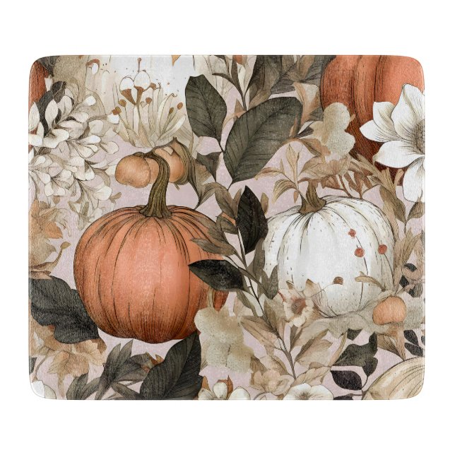 Autumn / Fall Thanksgiving pumpkins Cutting Board (Front)