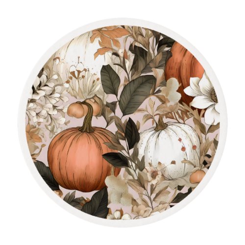 Autumn  Fall Thanksgiving pumpkins Edible Frosting Rounds