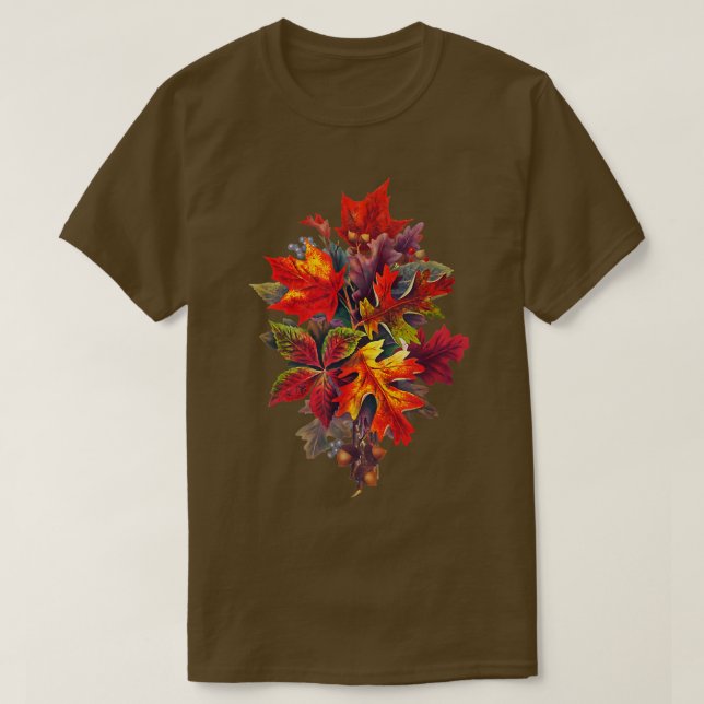 Autumn Fall Thanksgiving Season Colorful Leaves Ac T-Shirt (Design Front)