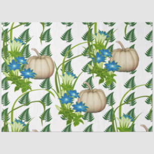 Autumn Fall Thanksgiving White Pumpkins Flora Tissue Paper