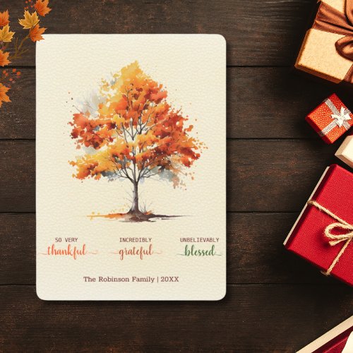 Autumn Fall Tree Happy Thanksgiving Blessed Holiday Card