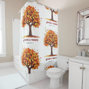 Autumn Fall Tree Happy Thanksgiving Blessed  Shower Curtain