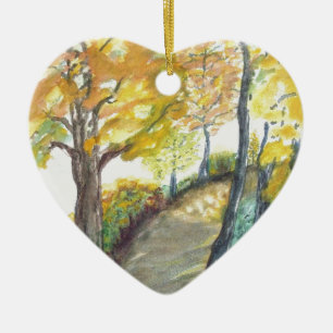 Autumn Fall Tree Leaves Art Painting Destiny Ceramic Ornament