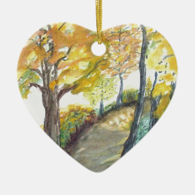 Autumn Fall Tree Leaves Art Painting Destiny Ceramic Ornament (Front)