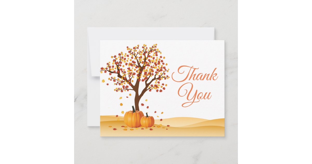 Autumn Fall Trees Pumpkin Thank You card | Zazzle
